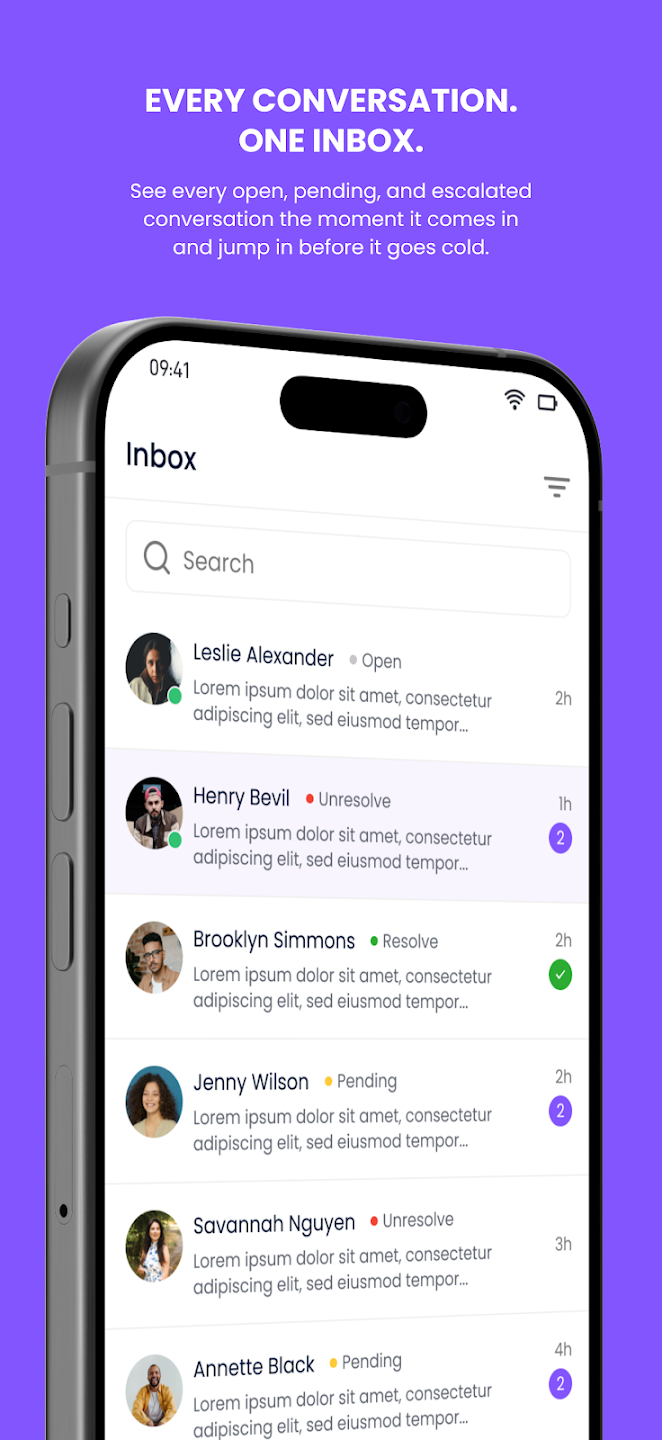 Talkgenie Mobile App Inbox